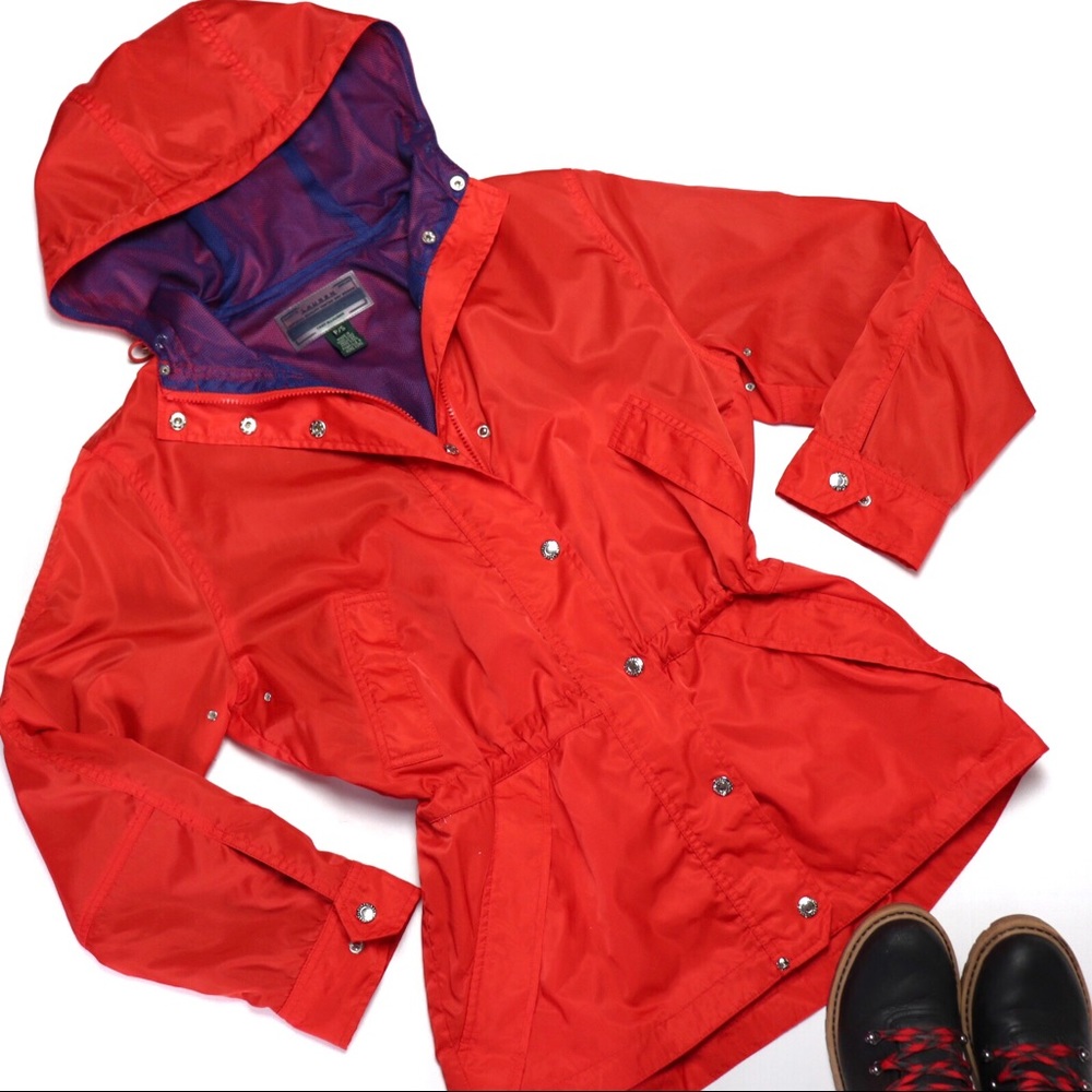 LAUREN RALPH LAUREN Red Zip Rain Jacket Sz Small